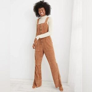 Aerie Corduroy Kick Flare Boho Overalls in Espresso Brown- Size Small